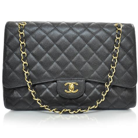 chanel maxi black caviar ghw|CHANEL Caviar Maxi Single Flap Black GHW .